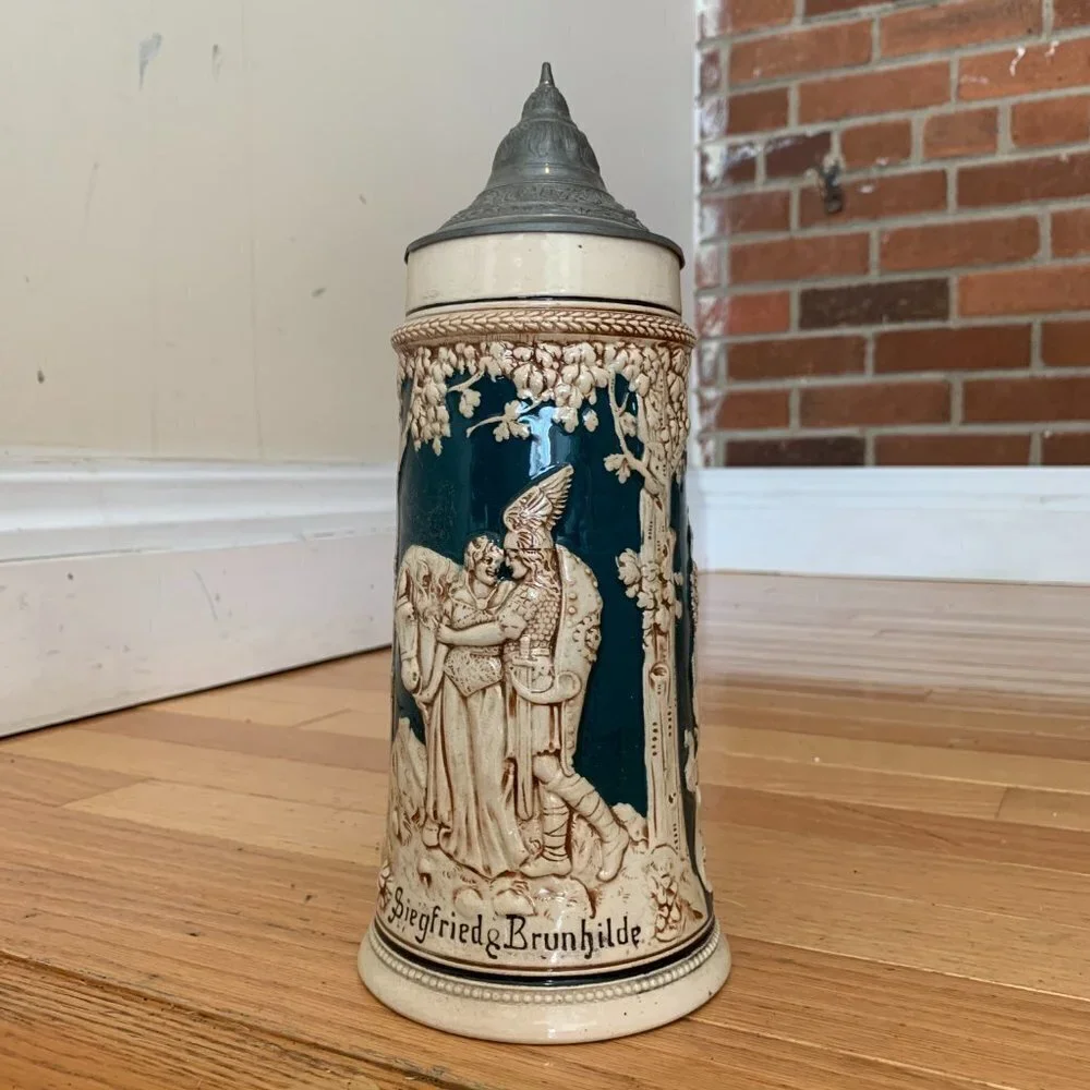 Vintage German Beer Stein Handgemalt with Pewter Lid - Picture 8 of 13